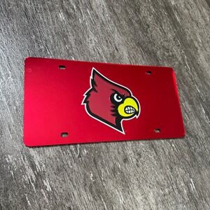WinCraft Louisville Cardinals License Plate NCAA OS Red Mirrored Acrylic 3D Logo